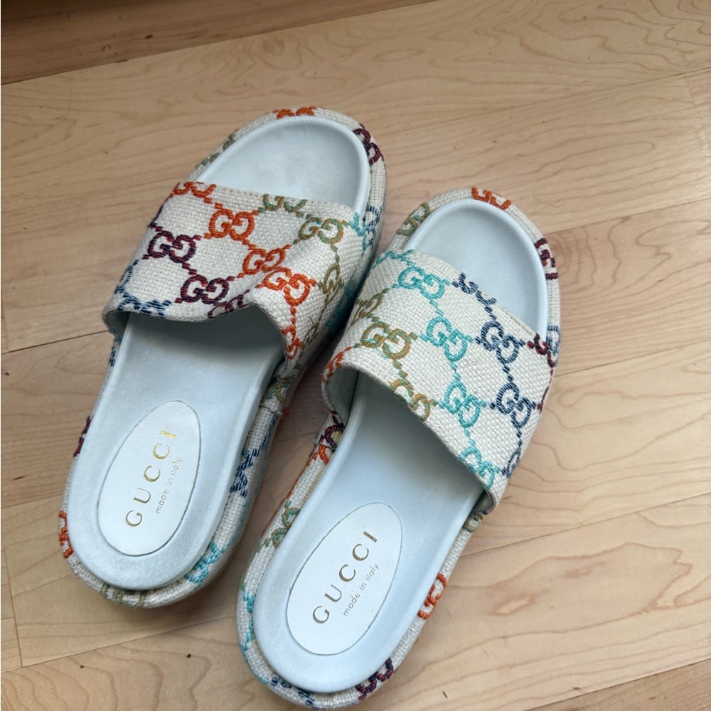 Gucci Colorful Logo Slide Sandals